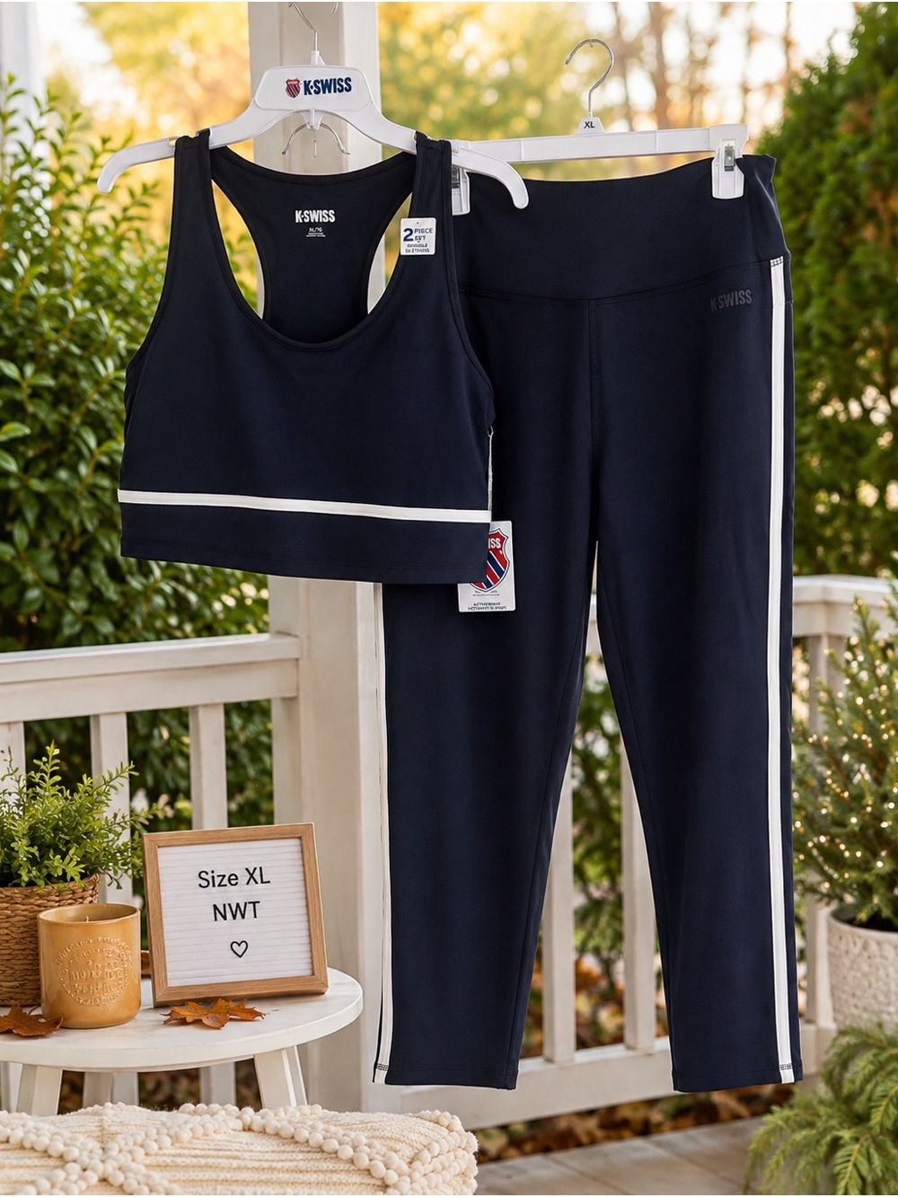 K-Swiss Women’s 2-Piece Activewear Set Size XL Black White NWT